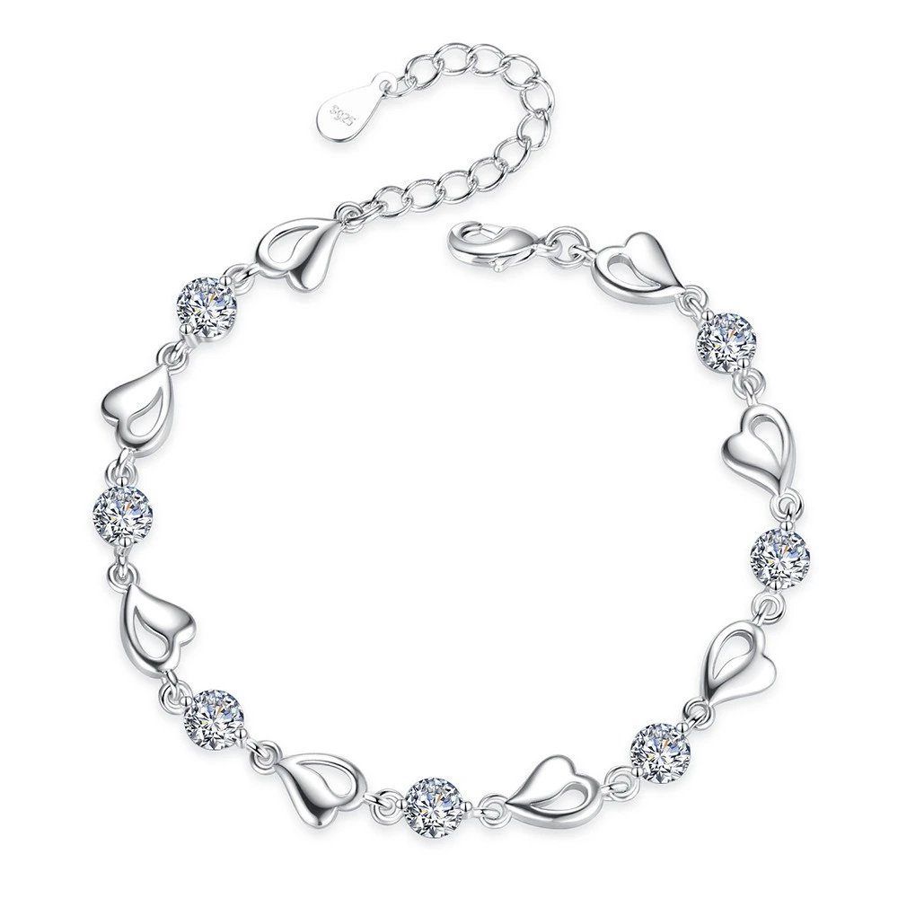 Luxurious 925 sterling silver pink stone bracelet - Popular style bracelet available in stock