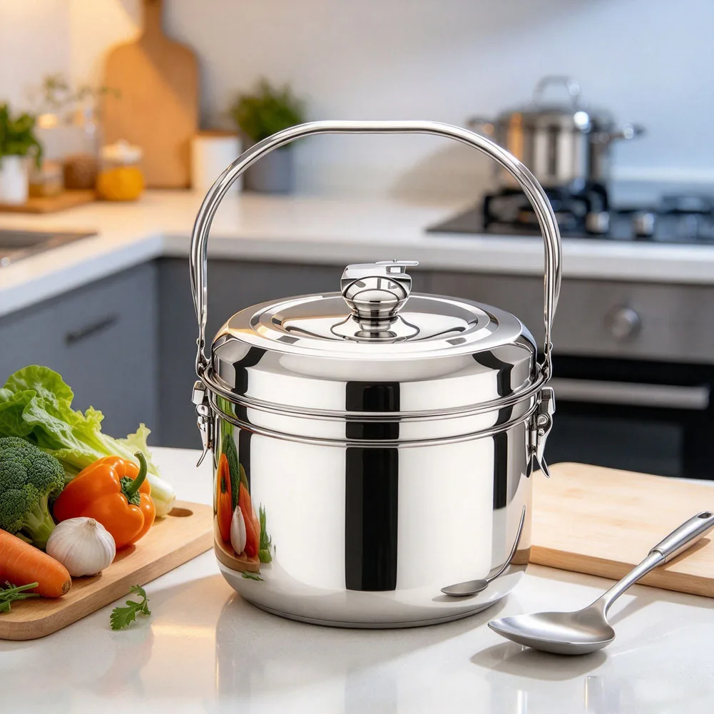 6.8L Stainless Steel Vacuum Insulated Thermal Cooker for Slow Cooking For Soup Stew and Grains Without Continuous Flame or Power