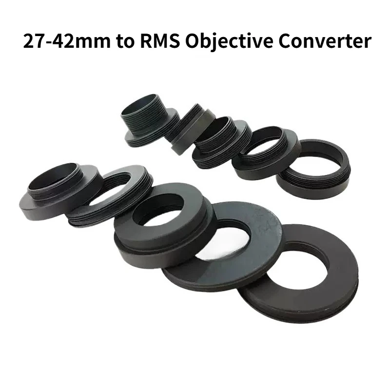 Adaptateur d'objectif de microscope 27-42mm vers RMS, anneau convertisseur en métal à monture C/CS, accessoire de microscope pour la recherche scientifique en laboratoire