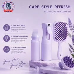 4Pcs Professional Barber Combs Set Scalp Massage Comb Detangling Hair Brush Hairdressing Hair Dye Applicator Bottle Salon