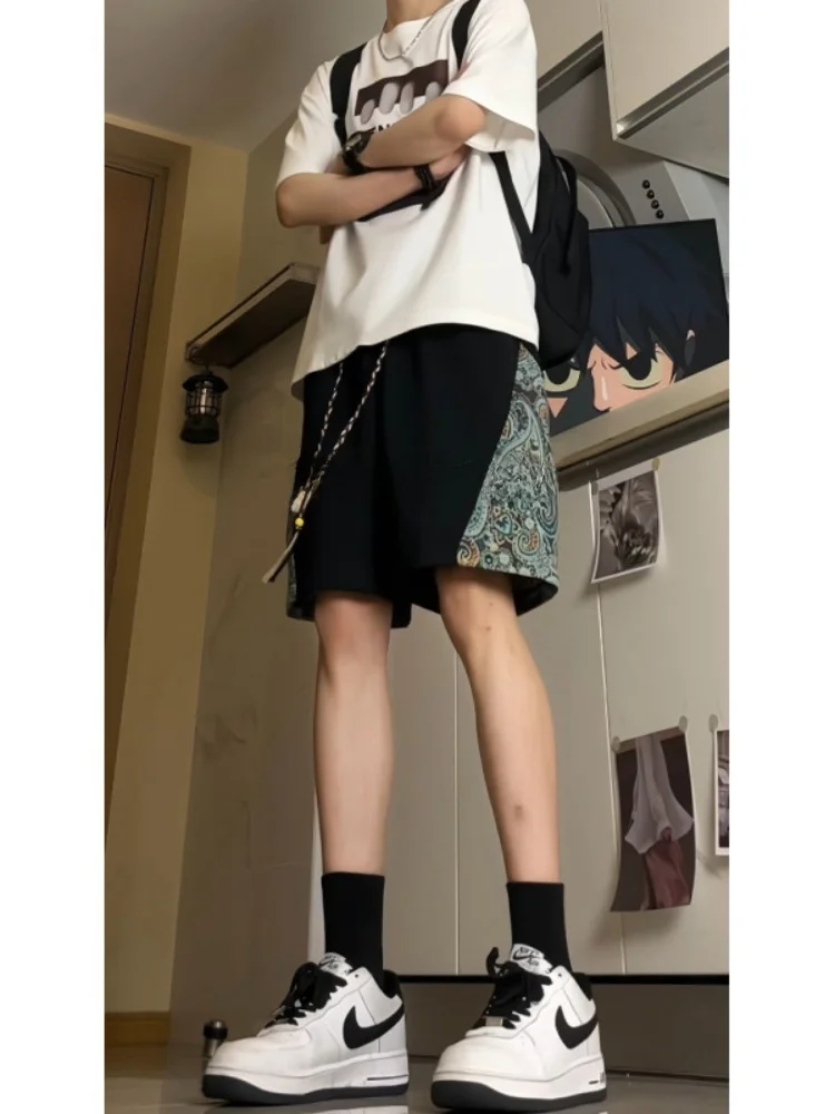 

Мужские летние тонкие быстросохнущие дышащие повседневные спортивные брюки свободного кроя с прямыми штанинами длиной пять дюймов