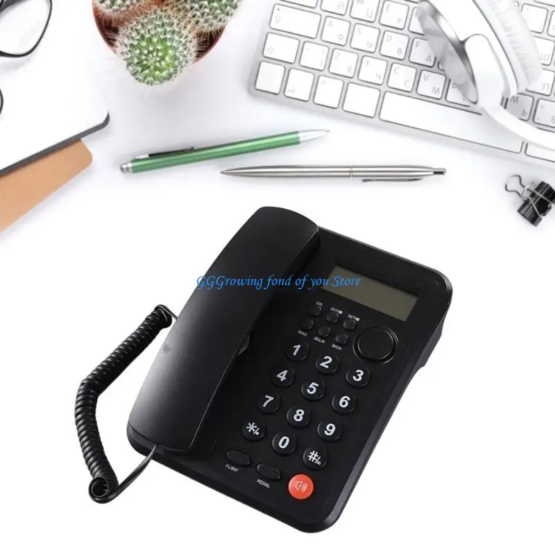 H9EB English Telephone With Caller Display Home Offices Big Buttons Fixed Telephone Simple Landline Phone