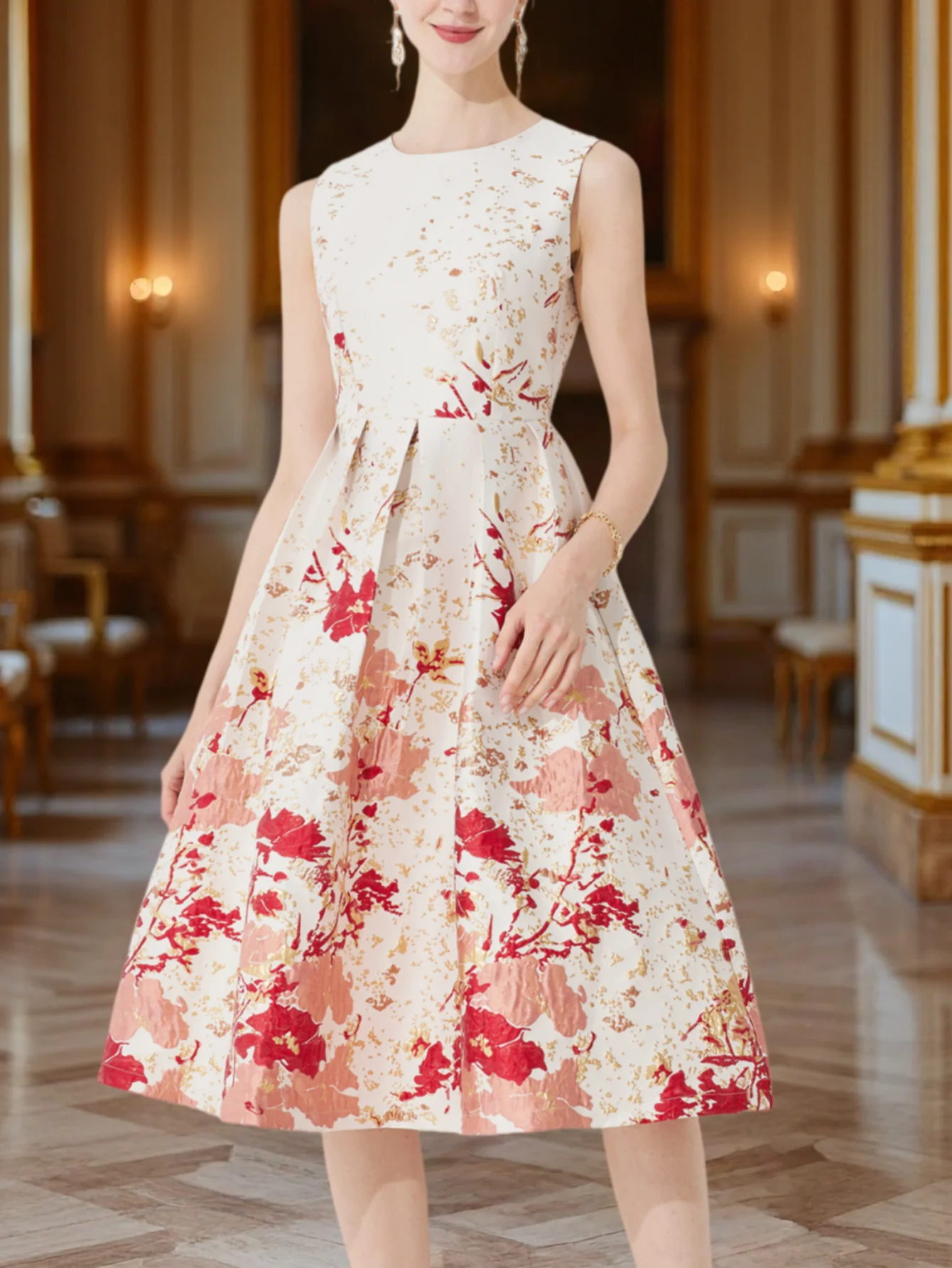 DEVCHATA 女性用 エレガントなジャカード織のAライン - Midi Skirt Floral のレビューと価格