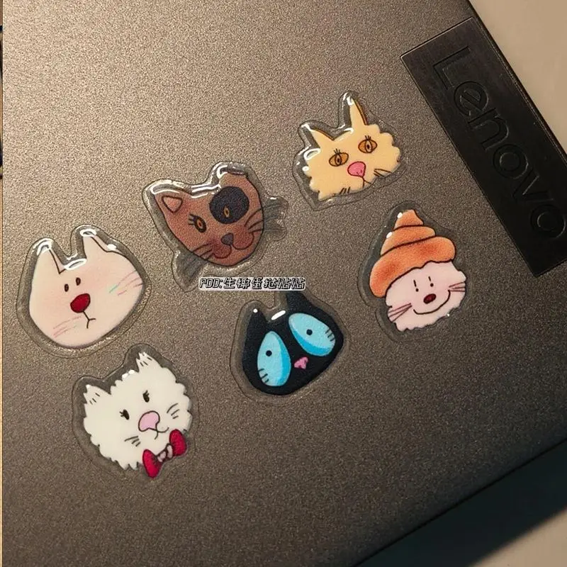3D Embossed Jelly Stickers Ugly Cute Kitten Ins Aesthetic for DIY Phone Case Notebook Sticker Self Adhesive