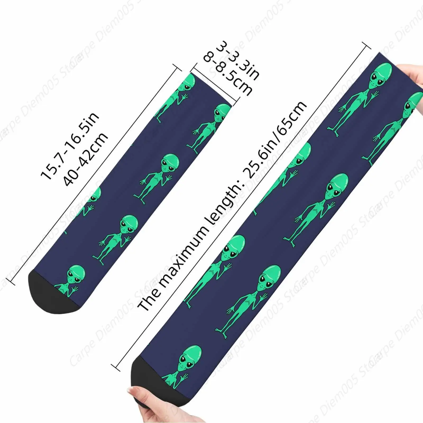 Cartoon Character Alien Mens Fun Dress Socks Group Of Green Alien Socks For Women Funny Novelty Crazy Design Cotton Socks