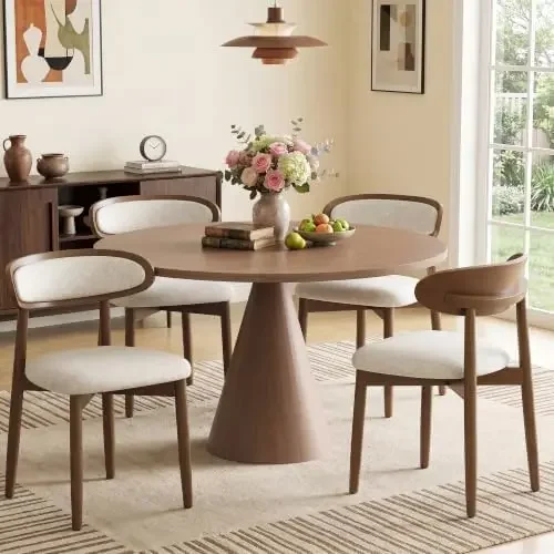 Wooden Dining Chairs Set of 4, Modern Fabric Upholstered Dining Room Chair, Kitchen Side Chairs, Farmhouse Dinner Chair