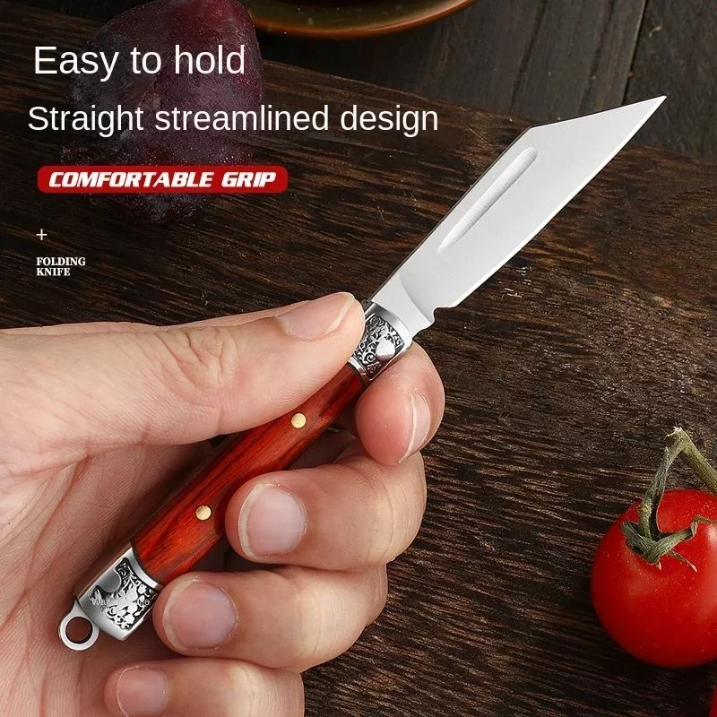 1pc stainless steel outdoor folding knife, portable EDC camping pocket knife, suitable for the kitchen, travel fruit knife