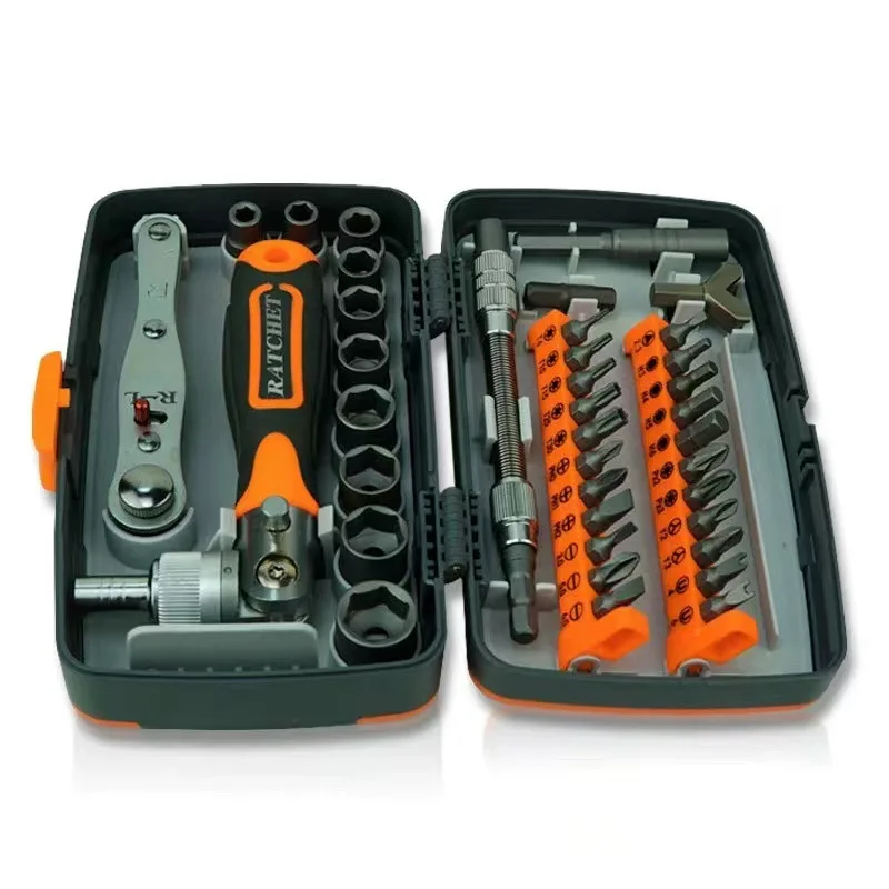 38 in 1 Ratchet Wrench Socket Set Multi Function Screwdriver Tool Kit for Car Home Repair High Hardness Durable Hand Tool Set Ki