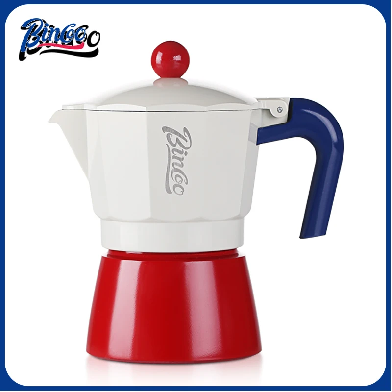 

Bincoo Fina Single Valve Moka Pot, Italian Stovetop Espresso Maker,1/3/6-Cup, Aluminum Coffee Percolator for Home/Camping/Travel