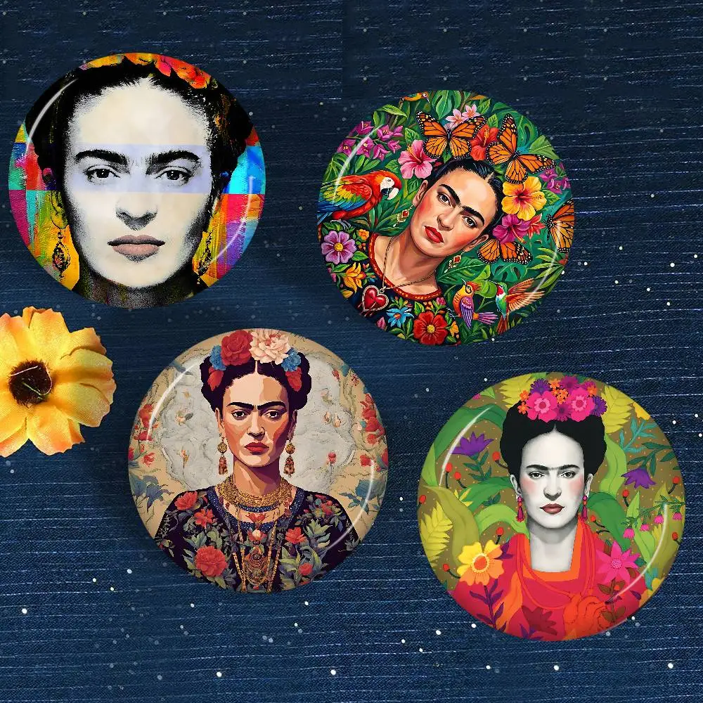 F-FridaS-S K-Kahlo Art 32/44/58MM Customizable Button Pins Cute Funny Creative Badge Jewelry Decor Gifts for Friends