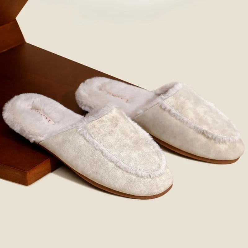 شقة دافئة شبشب منزل النساء الخياطة موضة الراحة رقيق الشرائح الإناث ضوء غير رسمي عدم الانزلاق الشتاء أفخم أحذية قطنية المنزل #6