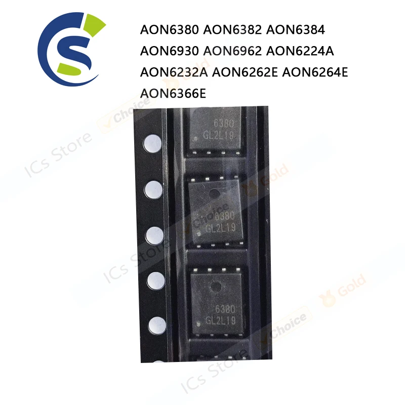 5PCS 100% New AON6380 AON6382 AON6384 AON6930 AON6962 AON6224A AON6232A AON6262E AON6264E AON6366E QFN-8 Chipset