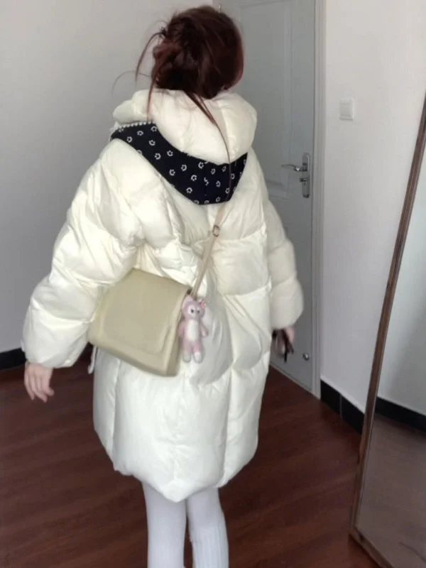 

Trendy Korean Style Hooded Jacket Gentle Style Super Beautiful Mid-Length Loose Cotton Coat Spring 2025 Fashion Commute
