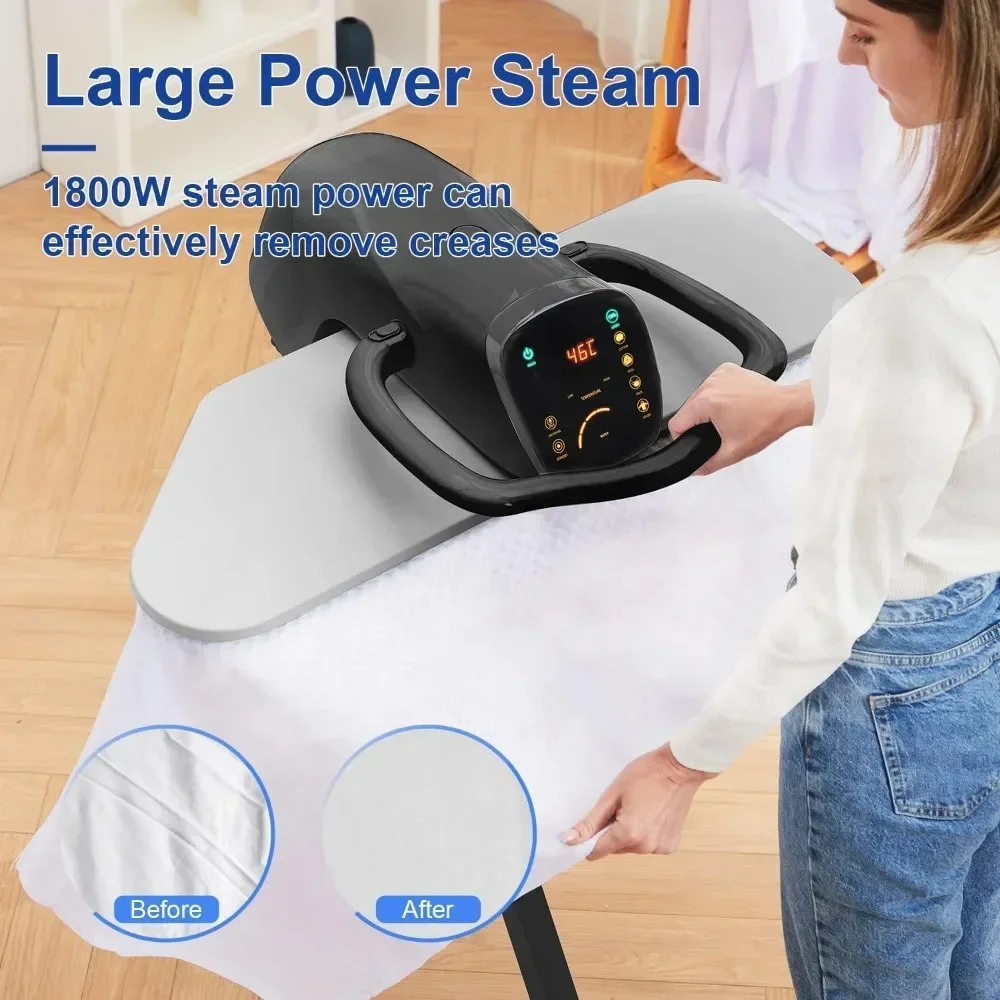 مكبس مكواة بخار مع شاشة LED تعمل باللمس، مكبس بخار 1800 وات مع 5 لغة إعدادات للنسيج