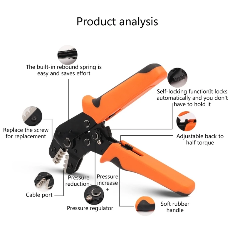 Crimping Tools Set Crimper Plier Ratchet Crimp with 6 Interchangeable Jaws