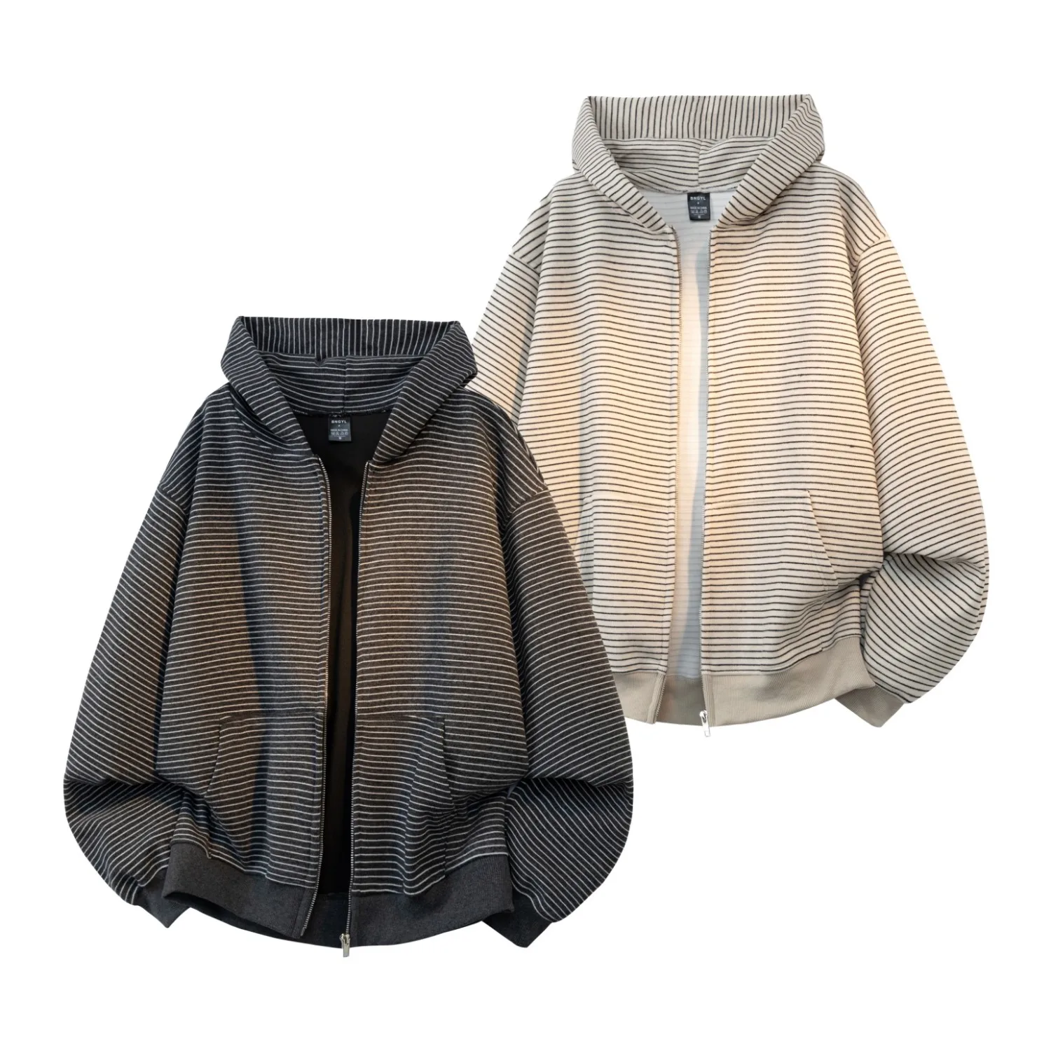 الكورية كول البريدي هوديس وبلوزات للرجال الخريف فضفاض مخطط مقنعين سترة الربيع طويلة الأكمام الرجال المتضخم هوديي