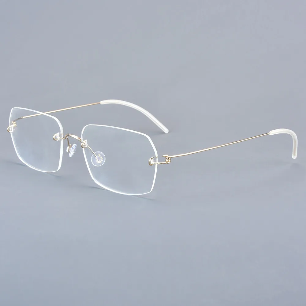 Denmark Rimless Prescription Glasses Frame Ultralight Screwless Men Business Square Optic Eyeglasses Male No Rim Spectacles 2539 image 5