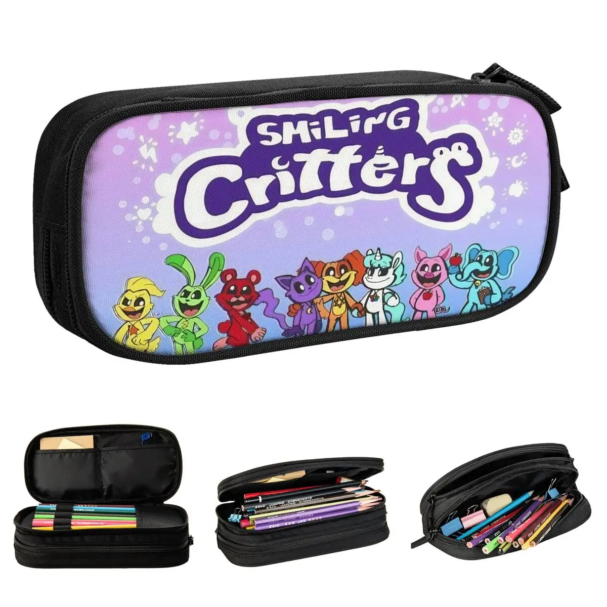 Kawaii Smilings Critters Pencil Case Cartoon Anime Pen Box Pencil Bags Student Big Capacity Office Zipper Pencil Box