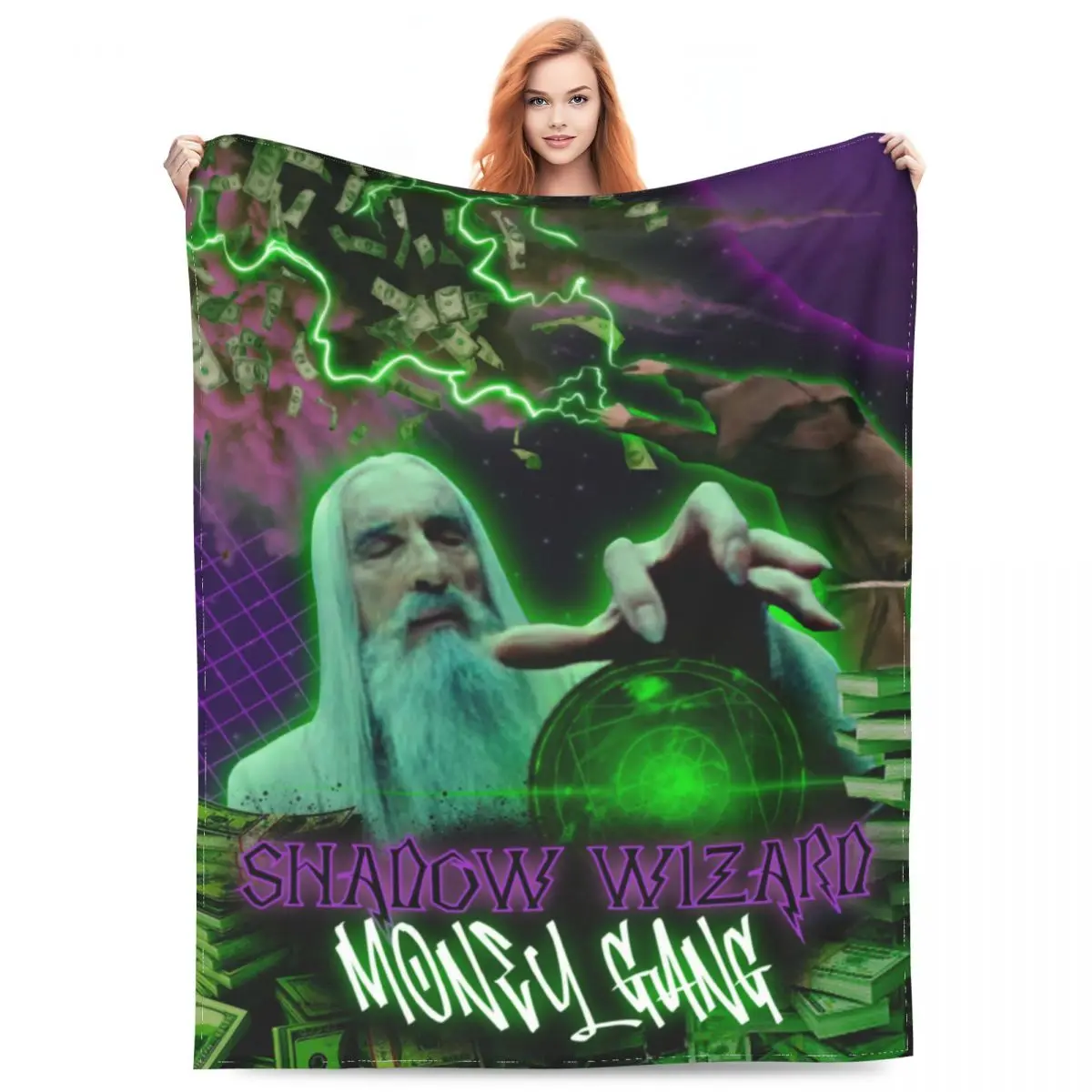 Shadow Wizard Money Gang Blankets Coral Fleece Plush Printed Harajuku Relax Super Soft Throw Blankets for Bed Bedroom Bedspread