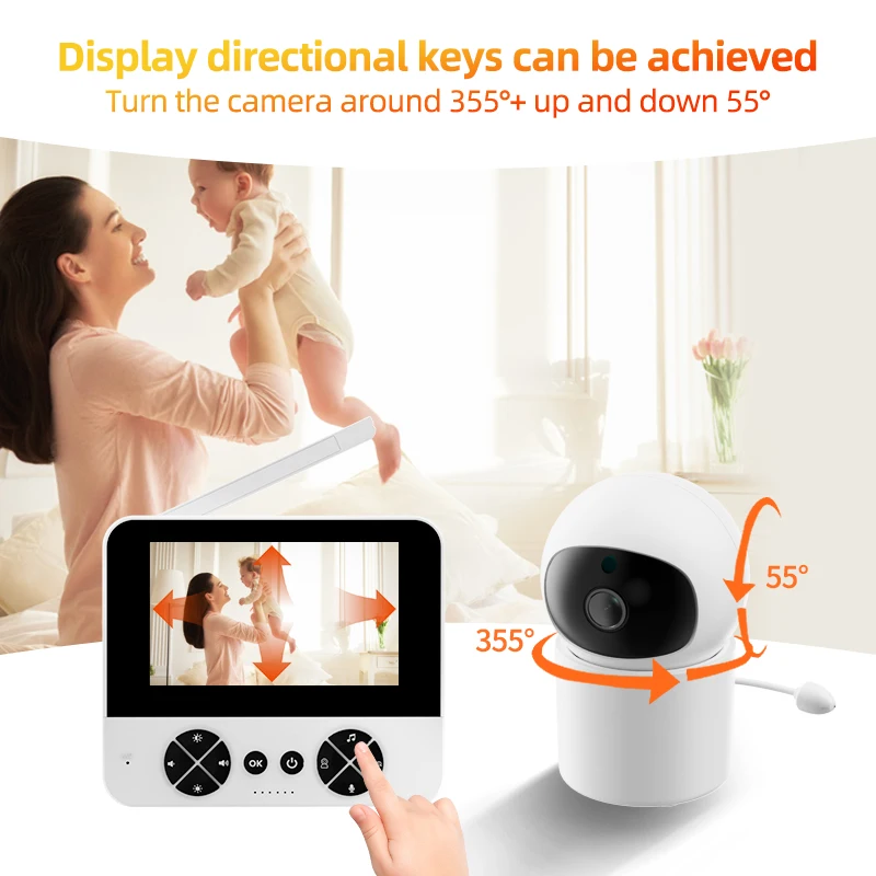 Imagem -03 - Baby Monitor Vídeo sem Fio com Visão Noturna Câmera de Segurança Áudio 2-way Vídeo 2-way Invertendo Detecção de Temperatura 2.4g 4.3