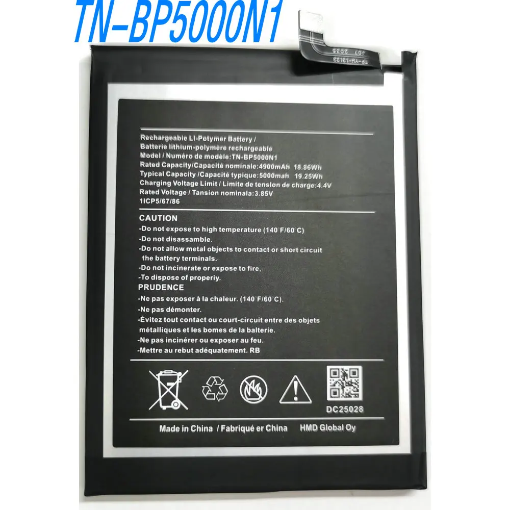 

2025 год 3,85 В 5000 мАч TN-BP5000N1 Сменный литий-ионный полимерный аккумулятор для мобильного телефона Nokia