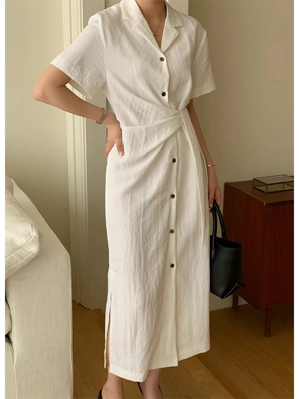 

Простой пригородный хлопковый льняной костюм irt Dr, женский летний ленивый персональный костюм с воротником по бокам и бантом на талии Inward ort Sve Dr