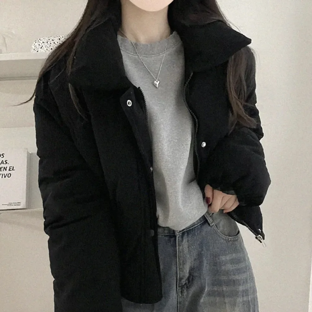 

Женский хлопковый топ Winter New Sle Chic Corduroy ort Thiened Bread ort Top Thiened Winter Jaet для студентов