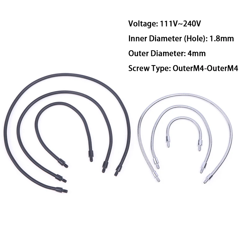 ท่อคอห่าน LED M4สีดำเงินสายสร้อยไมโครโฟนมีความยืดหยุ่น M4ฟันภายนอกสองซี่