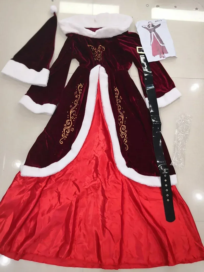 Luksusowy męski kostium świąteczny Cosplay Para Święty Mikołaj Uniform Świąteczny