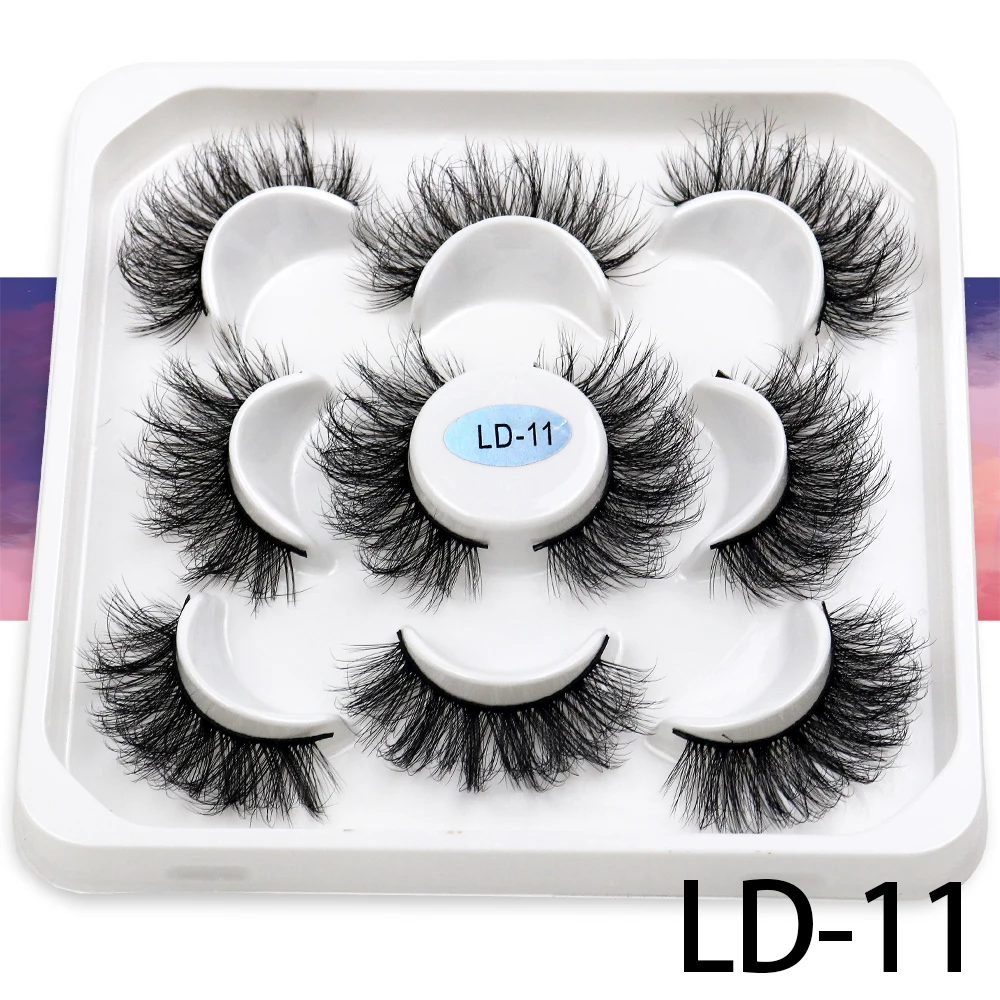 Korea 5 Paare 25mm Nerz Wimpern einzelne natürliche flauschige falsche Wimpern dichte Verlängerung Nerz Wimpern Großhandel Make-up Toole – Detail 27