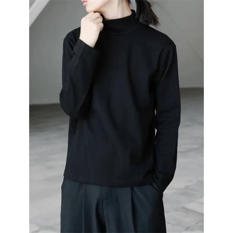 

Классическая весенняя мужская футболка с рукавами, длинная и осенняя черная, с маленьким высоким воротником, простая ветровая повседневная свободная куртка большого размера