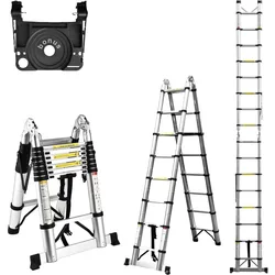 Telescoping Ladder A Frame, 16.5FT Aluminum Telescopic Ladders 330lbs Capacity, Compact, RV Extension, for Household, Outdoor