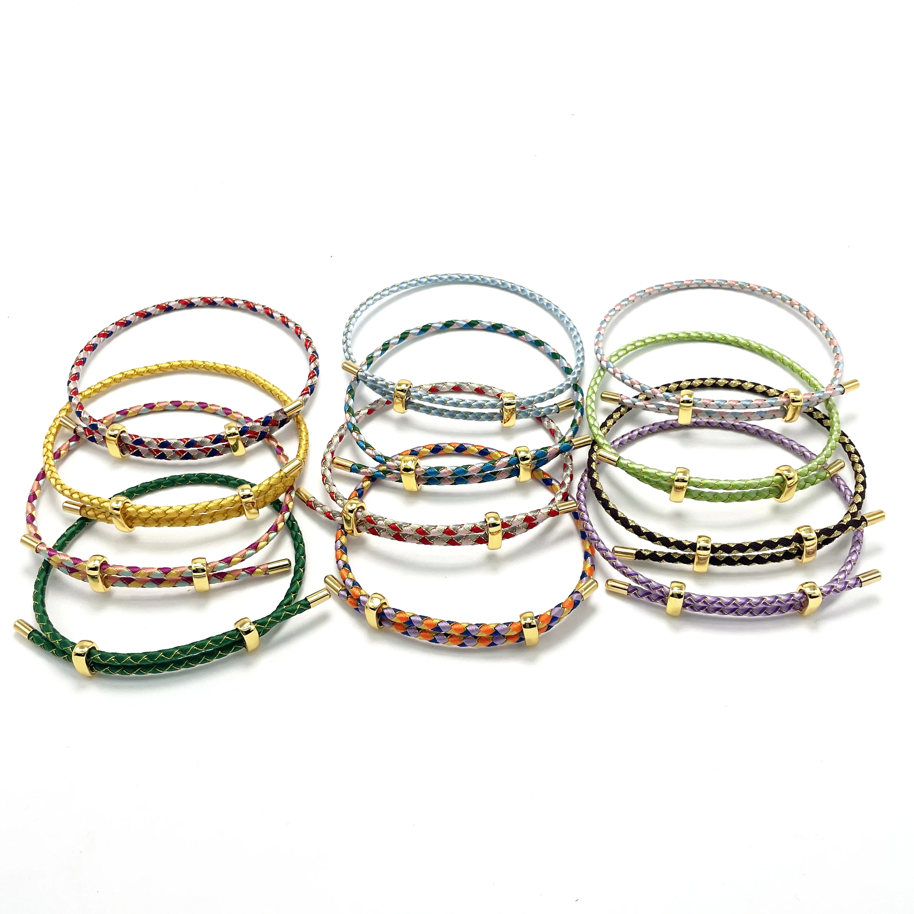 10Pcs Adjustable Bangles Stainless Steel Braided Colorful Party Bracelets Rope Couple For Jewelry  DIY Making Accessories