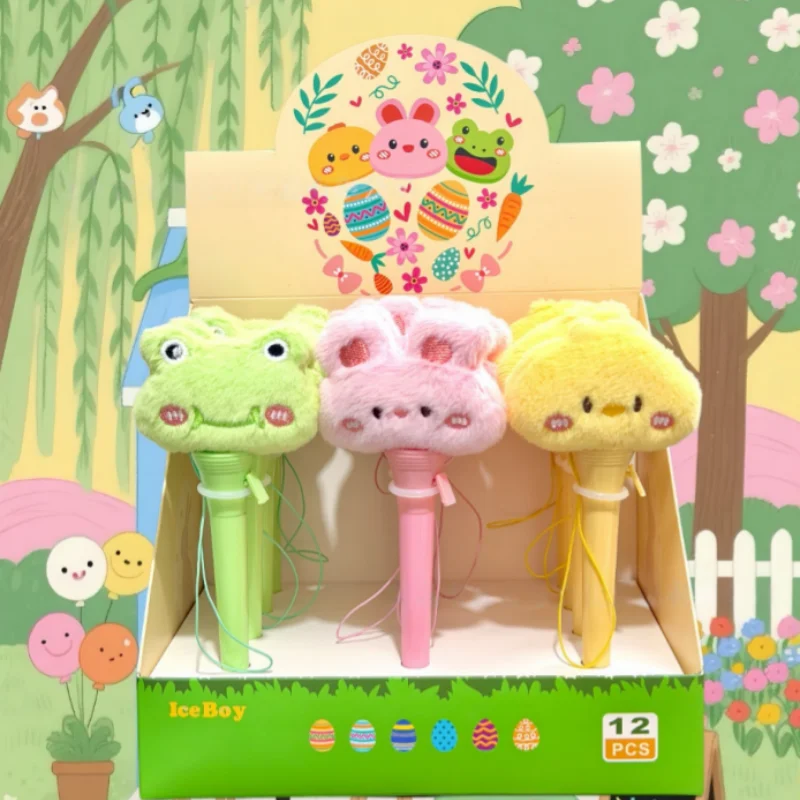 

12pcs/lot Creative Frog Rabbit Little Yellow Duck Bounce Gel Pen Cute 0.5mm Black Ink Signature Pens School Writing Supplies