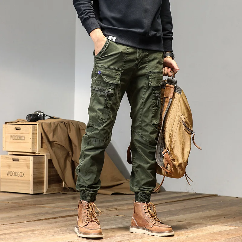 CAAYU Joggers Cargo Pants Men Casual Y2k Multi-Pocket Male Trousers Sweatpants Streetwear Techwear Tactical Track Gray Pants Men