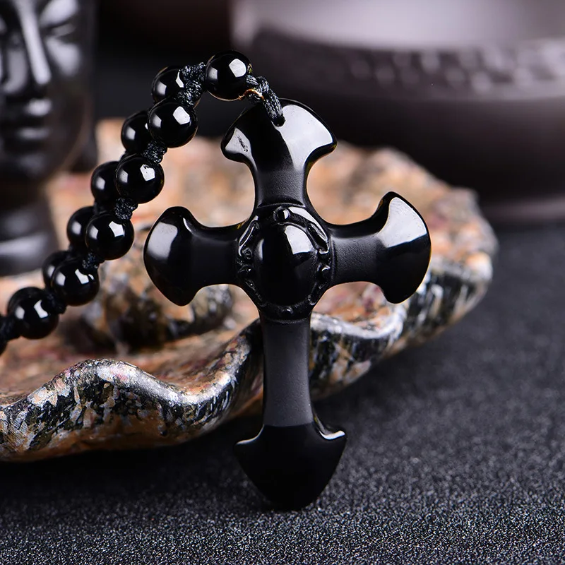 

Obsidian Pendant Type Necklace Men And Women Jewelry