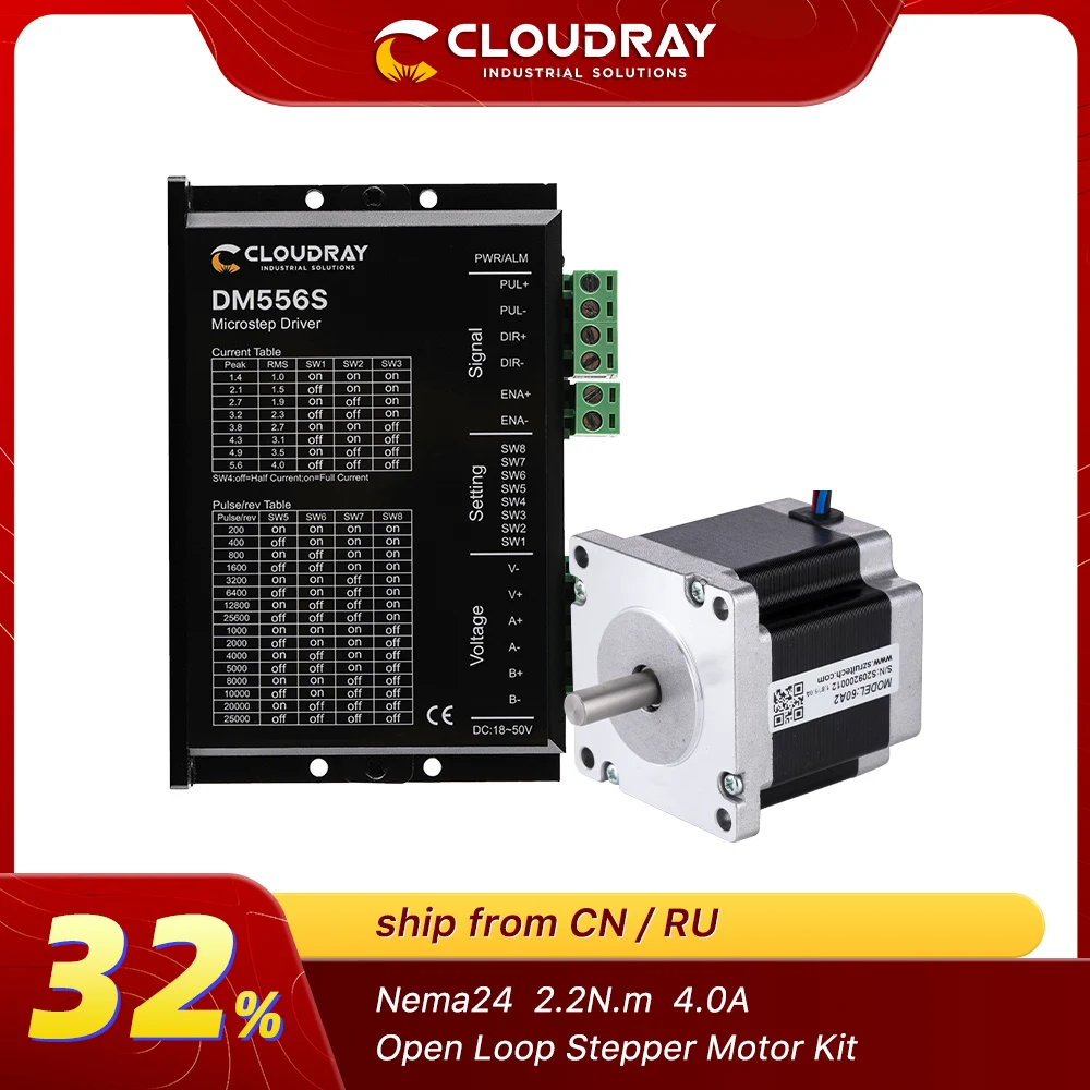 Nema 24 Stepper Motor Kit 2 Phase 2.2N.m 4A Stepper Motor 18-50VAC Driver for CNC Kit Engraving Milling Machine