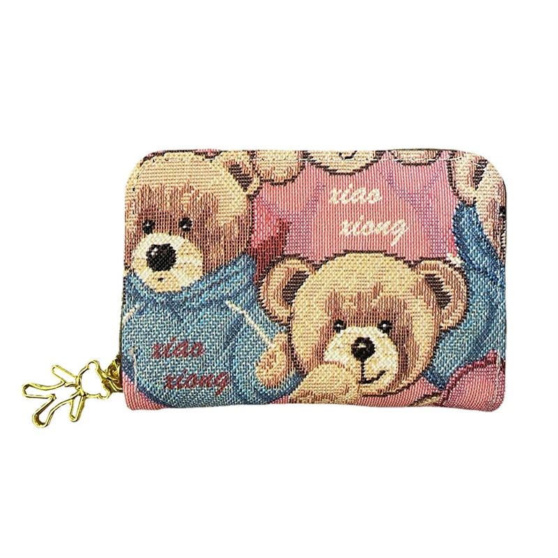Fashion Cute Little Bear Printed Women's Wallet Multi-Functional Zipper Organizer Multi-Card Bit Purse