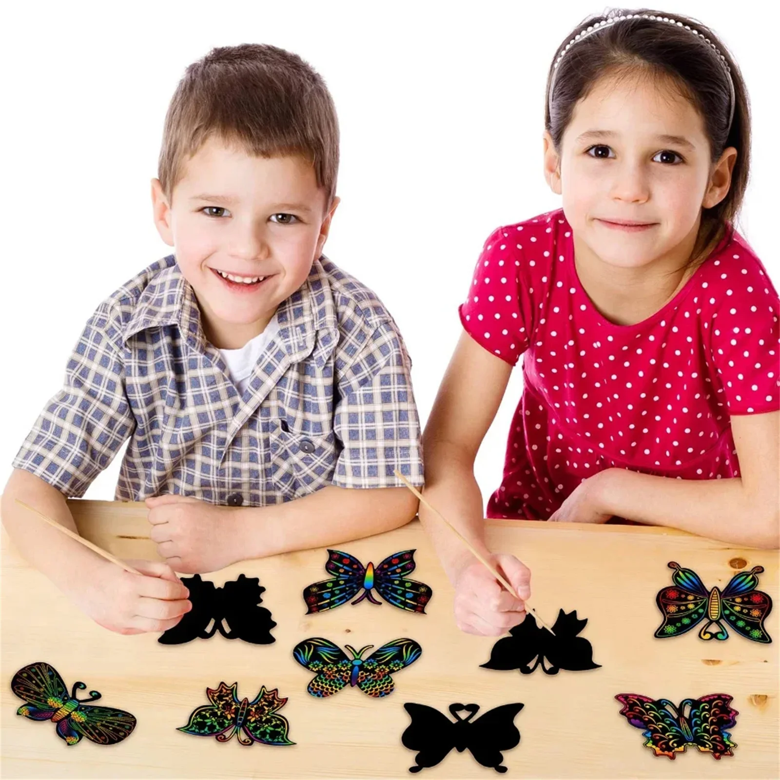 12 Pcs Butterfly Bookmarks Scratch Drawing Paper Kids Painting Book   Creative Stickers Educational Toys Gift