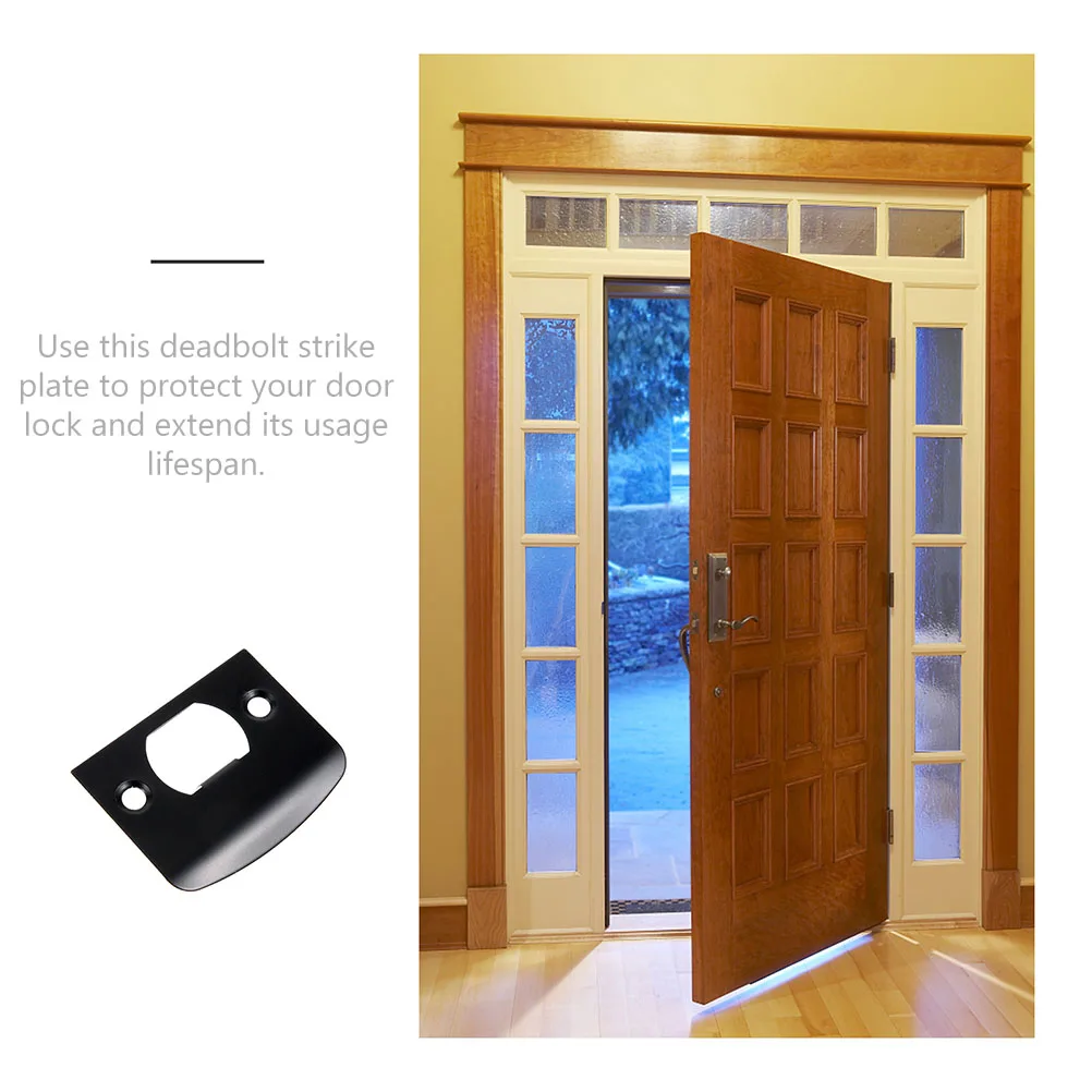 2Pcs Door Lock Guide Deadbolt Strike Plate Stainless Steel Door Reinforcement Plate Installation Kit Effective Lock Protection