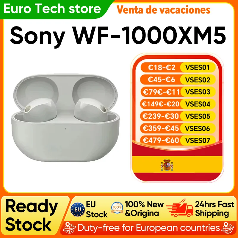 SONY-auriculares inalámbricos WF-1000XM5, cascos con Bluetooth, cancelación de ruido, batería de hasta 24 horas de… — oferta en AliExpress
