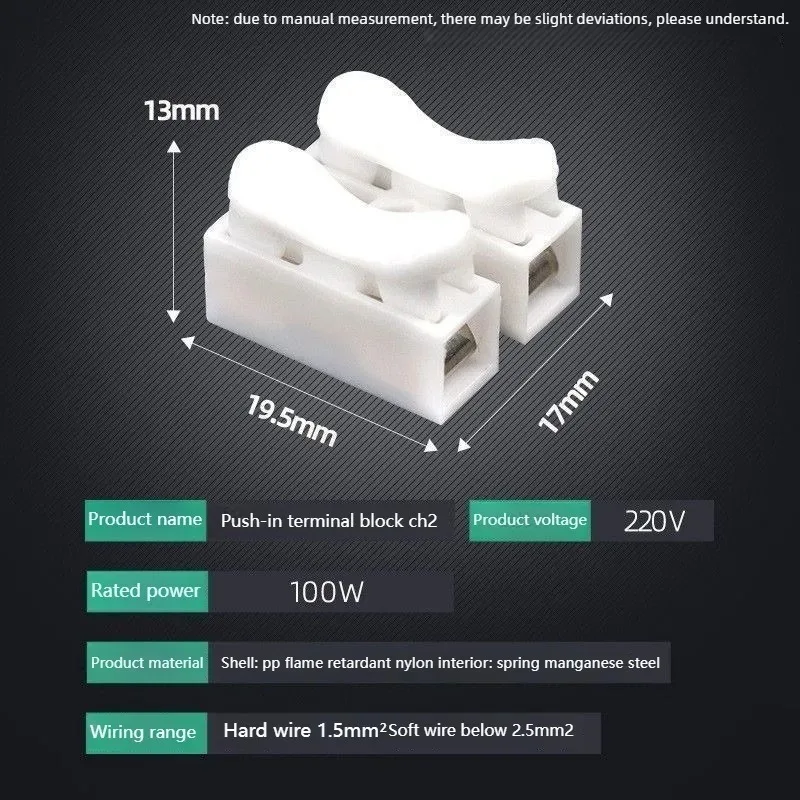 1P 2P Cable Connector, Screw Free Terminal Block, Spring Clip, 1 Set, No Welding, Fast