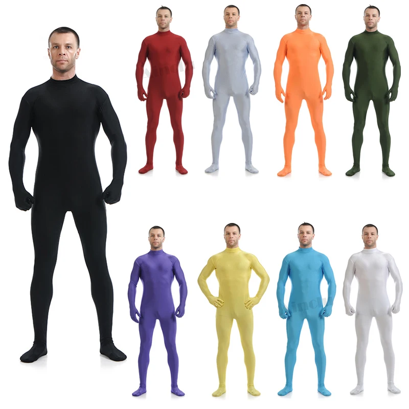 Ainclu Spandex golf Zentai nylonowy kostium zakrywający całe ciało zamek błyskawiczny ciasny kombinezon druga skóra ubrania taneczne Halloween strój Cosplay