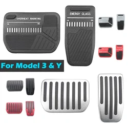 BEVO Foot Pedal Pads Set for Tesla Model Y 3 Highland 2017-2024 Non-Slip Aluminum Brake & Accelerator Pedal Covers Accessories