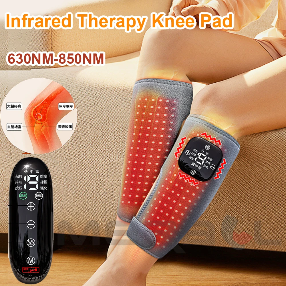 

Calf Massager Infrared Therapy Heated Vibration Knee Massager Pad for Joint Pain Red Light Therapy Shoulder Leg Foot Massager