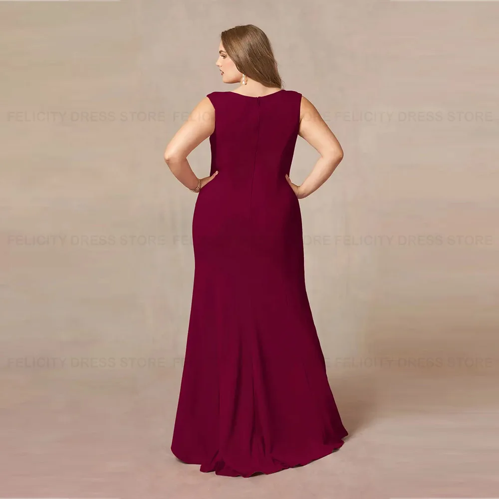 Elegante Plus Size Moeder Van De Bruid Jurken 2023 Zeemeermin Mouwloze Bruiloft Feest Gast Jurk Kant Appliques Vestidos De Gala