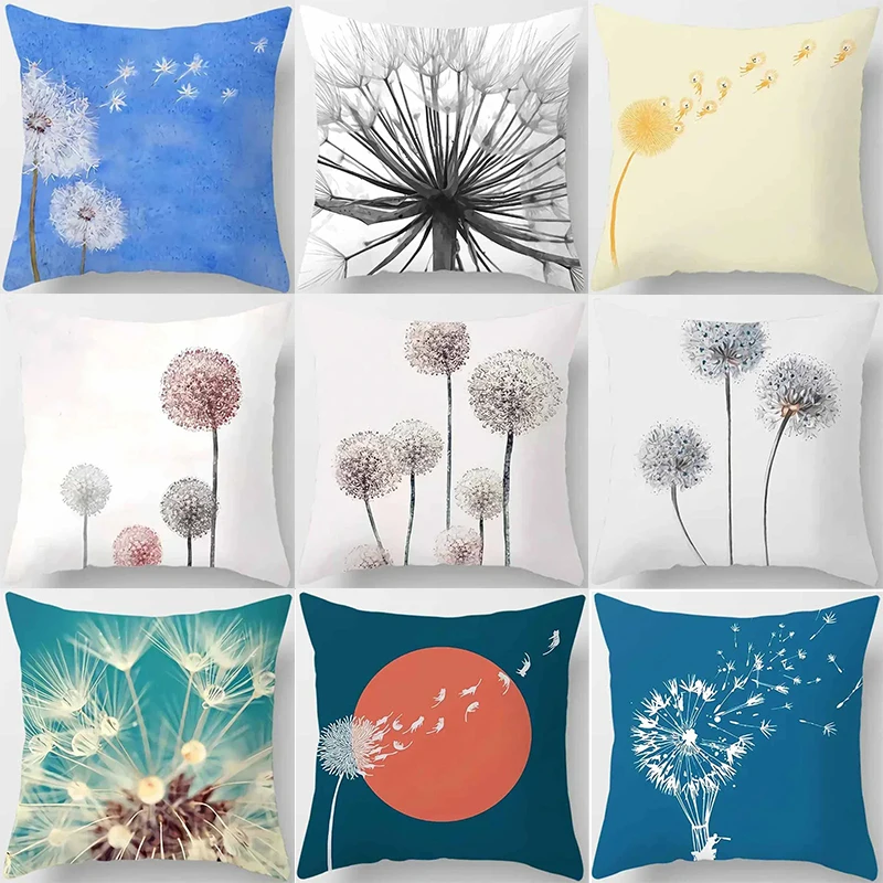 Dandelion Print Decorative Pillow Cover Car Sofa Square Cushion Pillow Cover