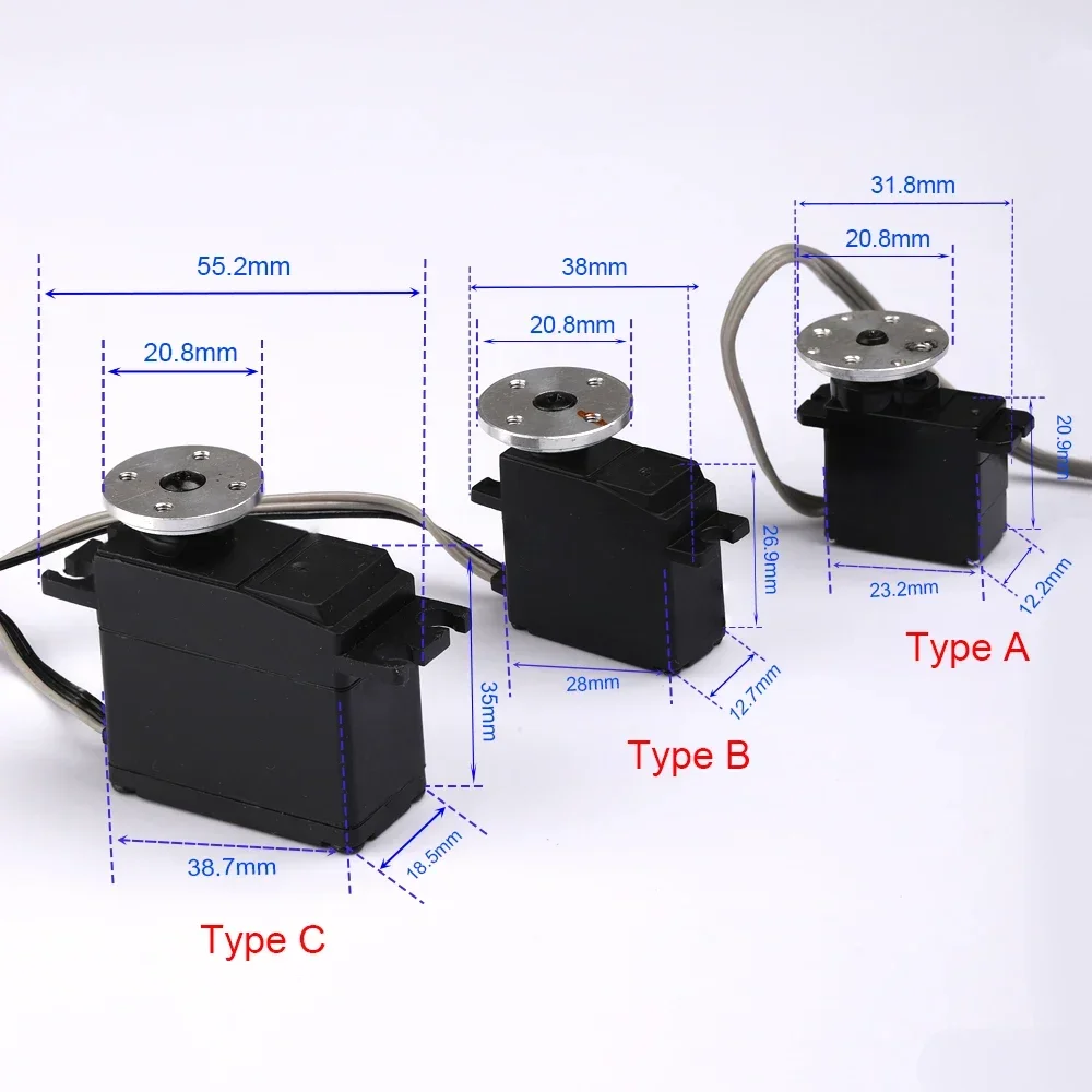 DC 7.4V 12V 9g 20g 40g Servo digitale per Mini sterzo ad ala fissa 3 fili 2000 impulsi 90 gradi per parti di droni per aerei RC