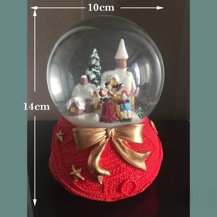 Church Snow Scene Choir Crystal Ball Music Box Christmas Ornament