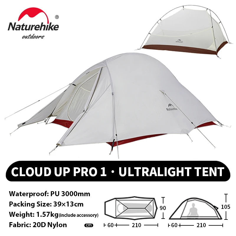 Naturehike Cloud Up Campingzelt für 1, 2, und 3 Personen, ultraleicht, wasserdicht, Trekkingzelte, Wandern, Rucksackreisen, Unterschlupfzelt, Reisetzelt 6